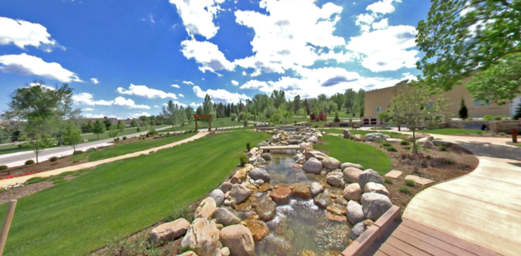 Mount Pisgah Inspirational Gardens — water feature and landscaping